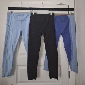 Fabletics Women's Leggings Set — Black, Light Blue, Royal Blue